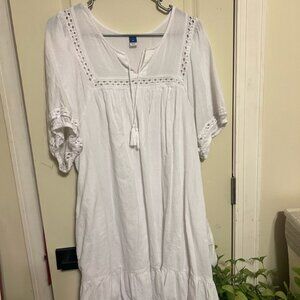 Old Navy White Eyelet Trim Tunic Dress